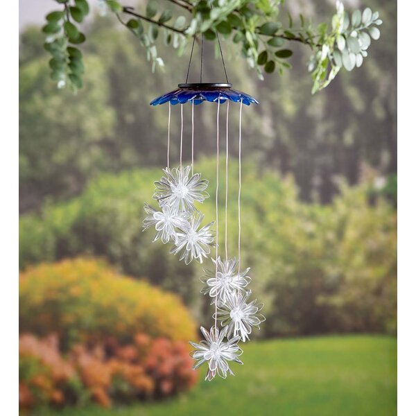 Hummingbird Bell Garden Wind Chime Bright Painted Glass Choice Of Blue Or Green 