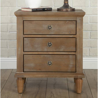 One Allium Way Cambridge 3 Drawers Night Stand In Oak Grey Wash Reviews Wayfair Ca