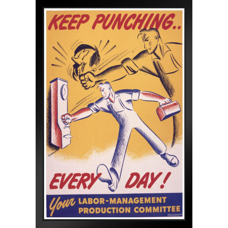 kabel Indføre Tegn et billede Trinx Keep Punching Every Day World War II Propaganda Black Wood Framed  Poster 14X20 - Single Picture Frame Print | Wayfair
