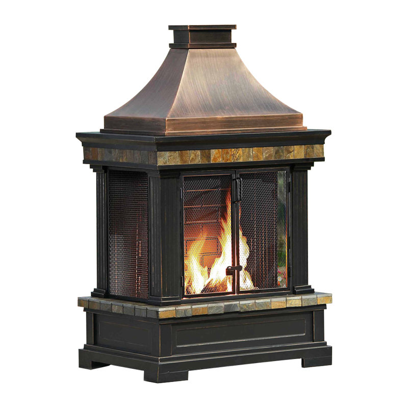 Darby Home Co Pitchford Steel Wood Burning Outdoor Fireplace