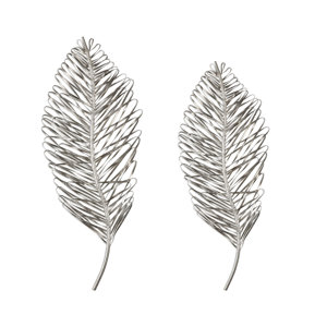 2 Piece Silver Leaflets Wall Du00e9cor Set