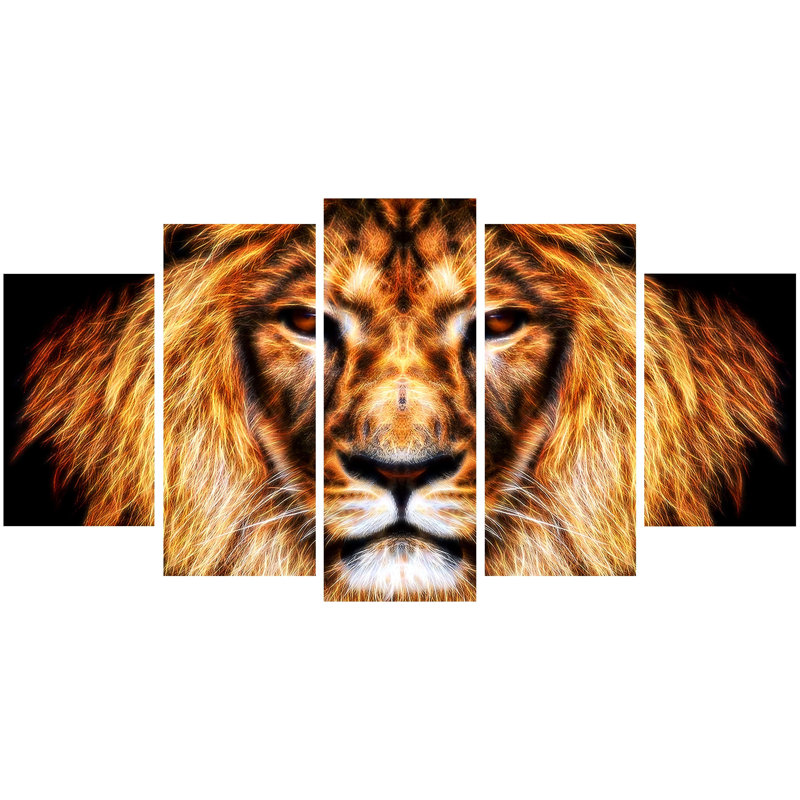 Bloomsbury Market Hear Him Roar Lion 5 Piece Graphic Art On Wrapped Canvas Set Reviews Wayfair