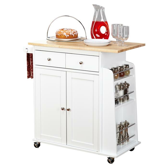 Ferraro Kitchen Cart With Wooden Top