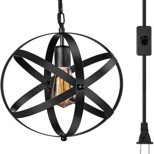 String Light Company 7523P Hanging Single Socket Pendant 40W Light with 10 Black Cord and Vintage Bulb 