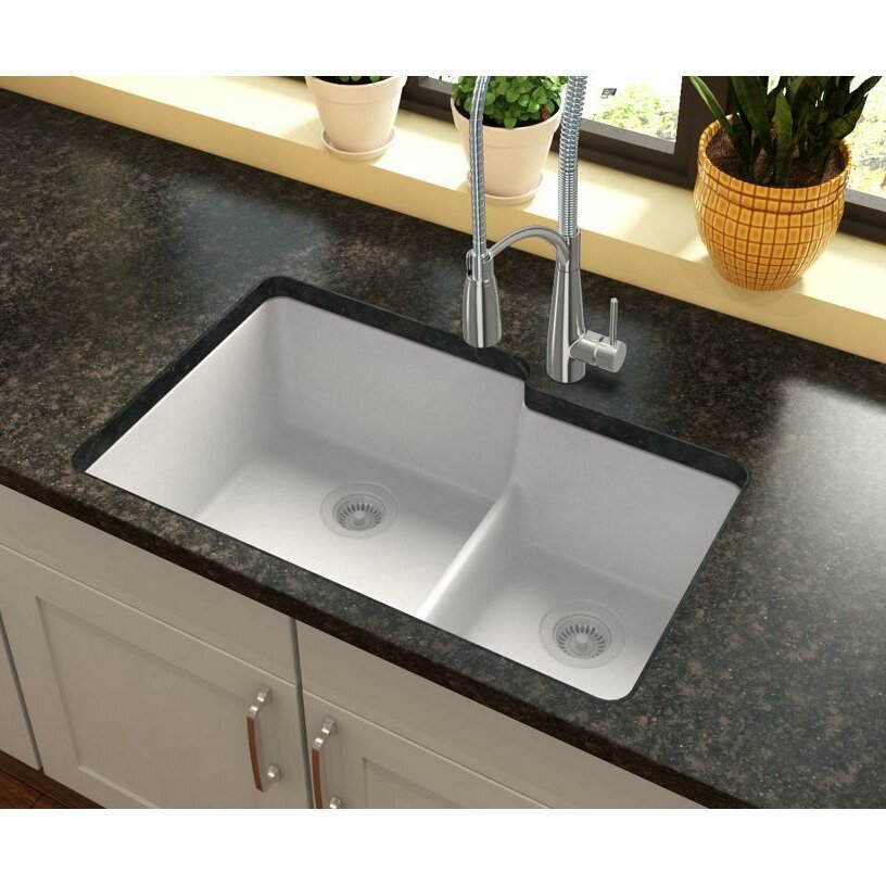 Quartz Classic 33 L X 21 W Double Basin Undermount Kitchen Sink With Aqua Divide