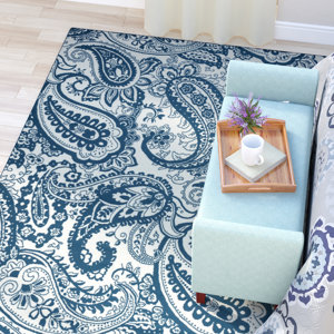 Pearl Ivory/Blue Indoor/Outdoor Area Rug