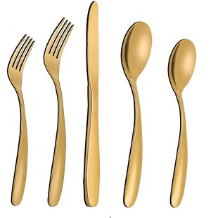 4 Soup Spoons NAPOLEON BEE Gold Accent Stainless Steel Flatware Glossy New 