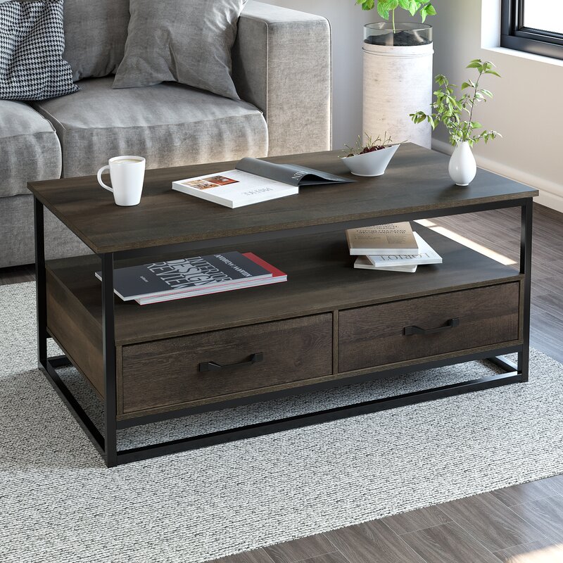 Union Rustic Southside Frame Coffee Table With Storage Wayfair