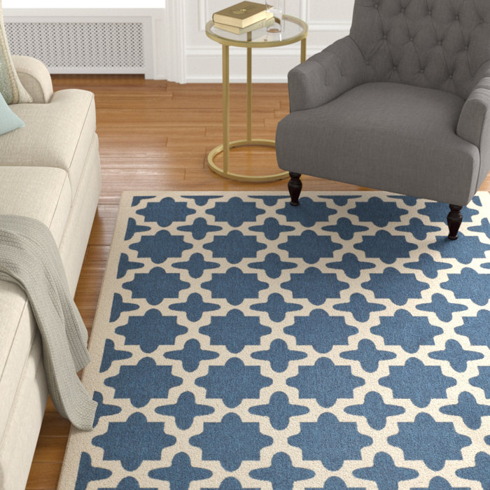 Alcott Hill Osgood Geometric Navy Indoor Outdoor Area Rug