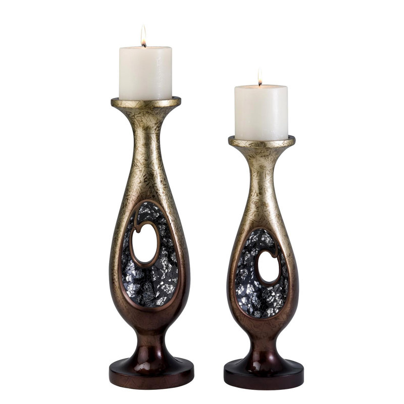 Ore Furniture Minerale Decorative 2 Piece Candlestick Set Wayfair