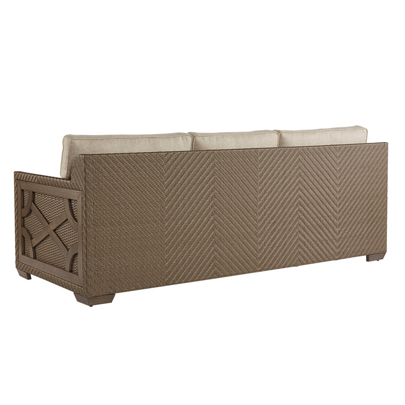 Gracie Oaks Astrid Wicker Patio Sofa With Cushions Wayfair