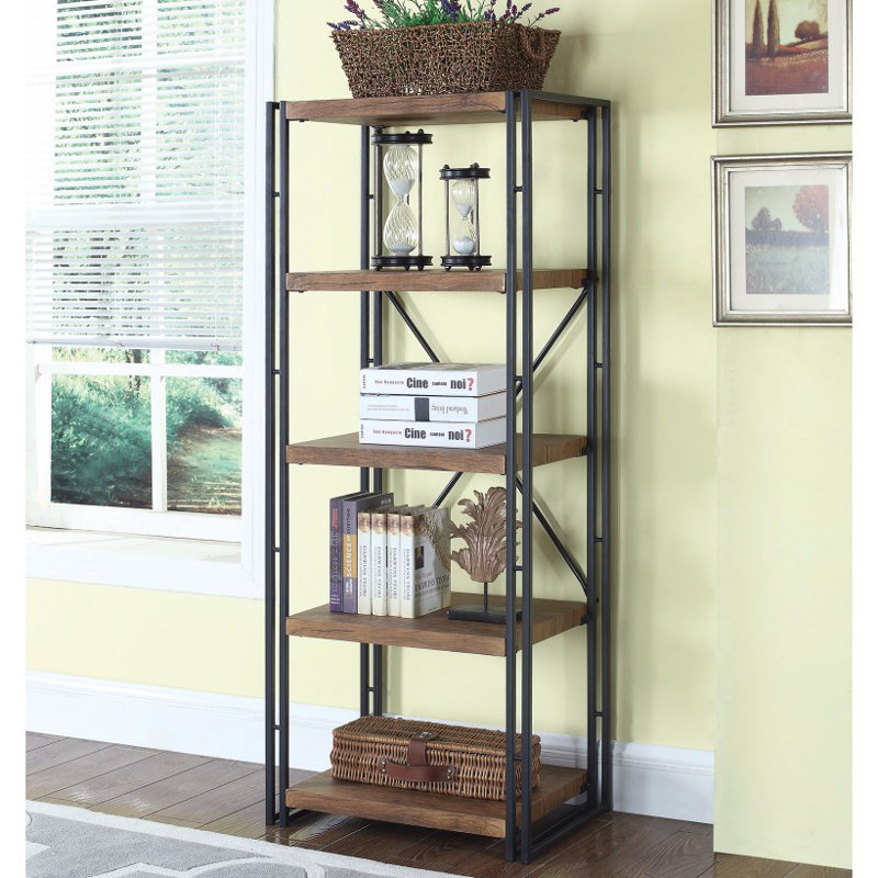 Ivy Bronx Mcbroom Narrow Industrial Etagere Bookcase | Wayfair