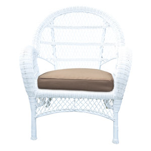 Wicker Armchair Chair with Cushions (Set of 4)