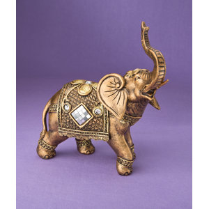 Stunning Elephant with Shiny Mirror Design and Clear Stone Figurine