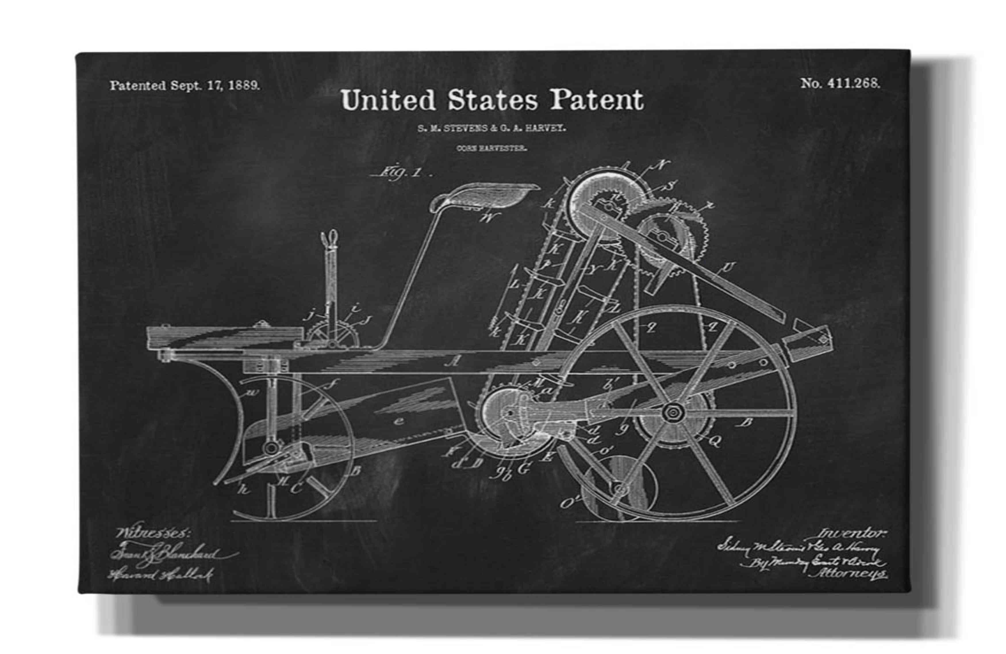 Williston Forge Corn Harvester Blueprint Patent Chalkboard - Drawing ...