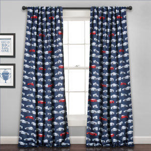 Michelle Graphic Print and Text Room Darkening Rod Pocket Curtain Panels (Set of 2)