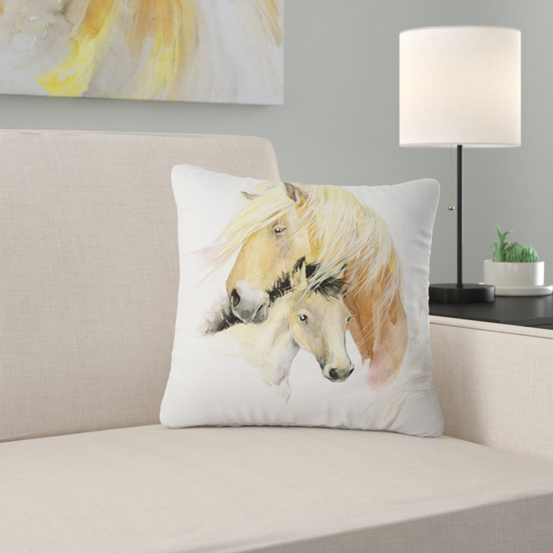 East Urban Home Animal Horse Mom Baby Watercolor Pillow Wayfair