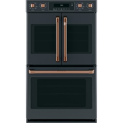 Caf 30 Convection Electric Double Wall Oven with Built-In Microwave Finish - Hardware Finish: Matte Black - Brushed Copper