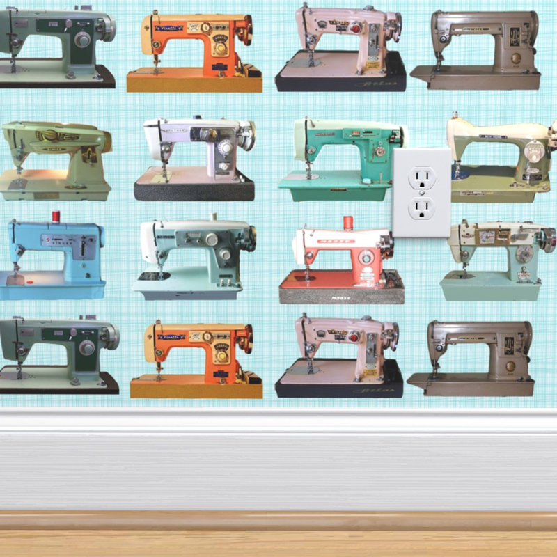 Ebern Designs Glenham Retro Sewing Machines Removable Peel And