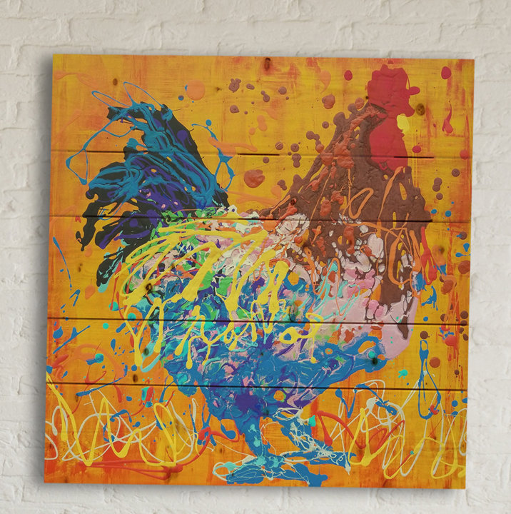 rooster painting on wood