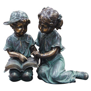 Boy and Girl Reading Together Statue