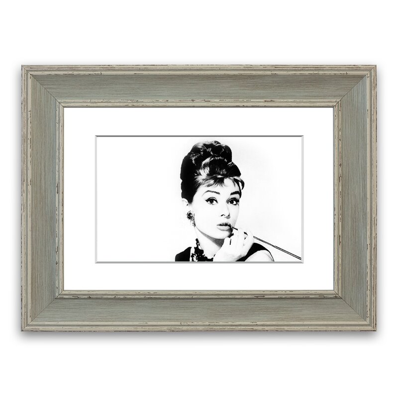 Audrey Hepburn Cigarette Pose White Cornwall Bedroom Framed Wall Art