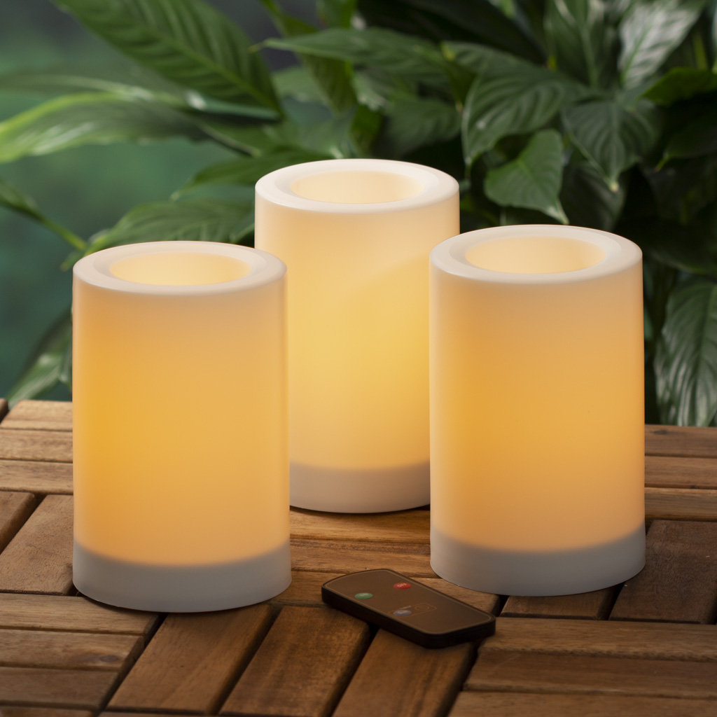 Ebern Designs 4 Piece Pillar Unscented Flameless Candle Set Reviews Wayfair