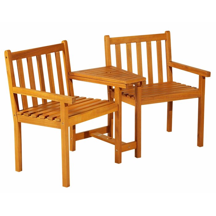 Millwood Pines Sanmiguel Outdoor Slatted Wooden Tete A Tete Bench