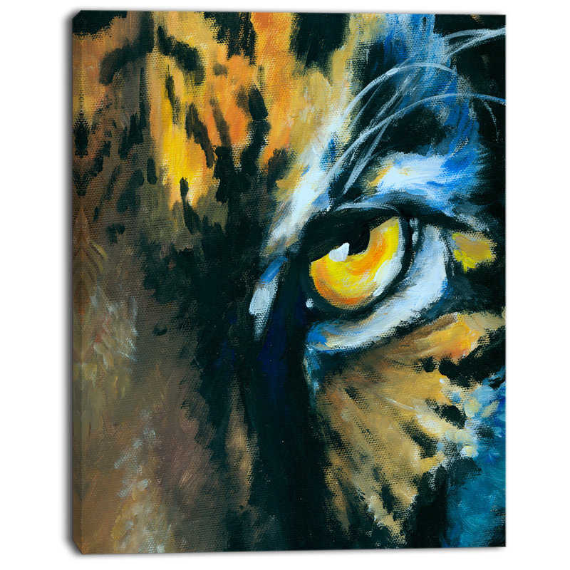 Designart Ferocious Eye Of Tiger Painting Print On Wrapped