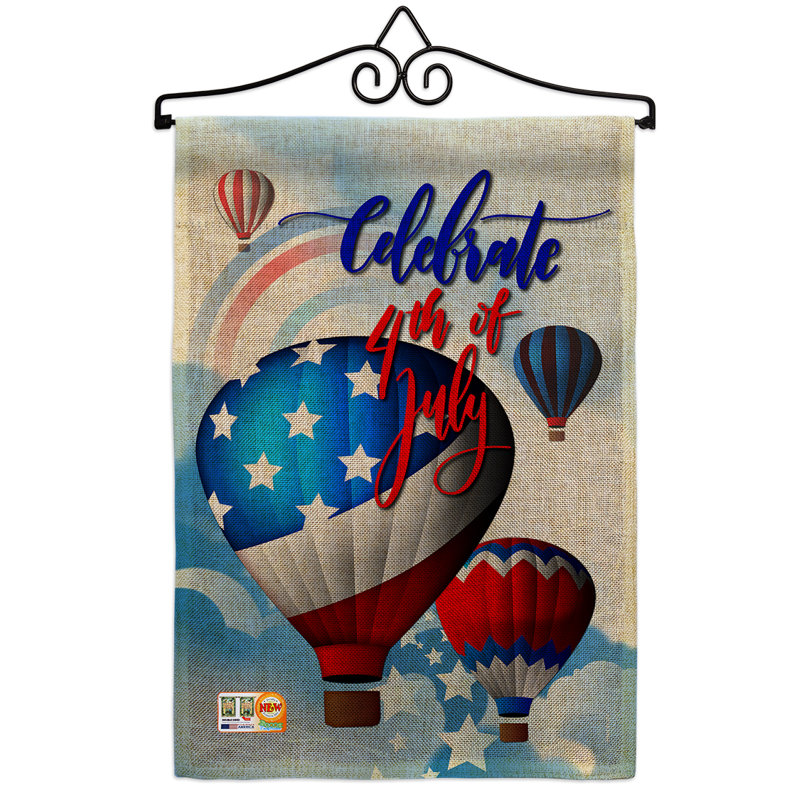 Breeze Decor July 4th Hot Air Balloon American Fourth Of 2 Sided