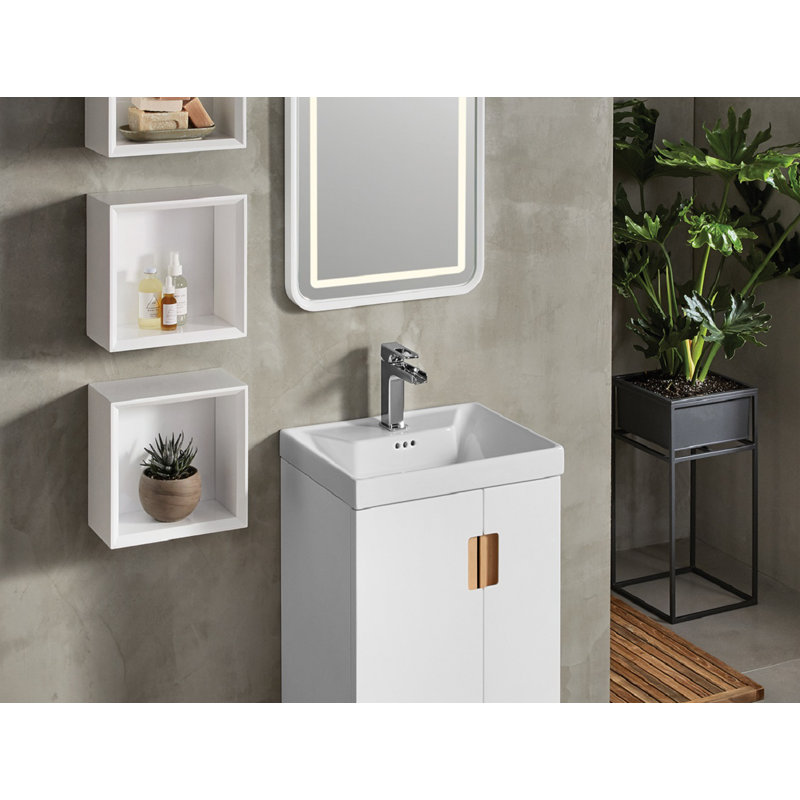 Ronbow Aravo Petite Ceramic Rectangular Drop In Bathroom Sink With
