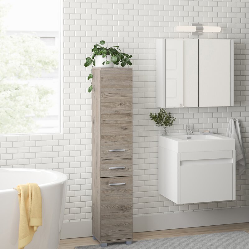 Zipcode Design Haylee 30 x 160cm Free-Standing Tall Bathroom Cabinet ...