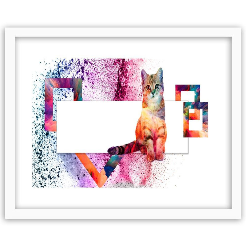 17 Stories Multi Cat Picture Frame Graphic Art Print On Paper Wayfair Co Uk