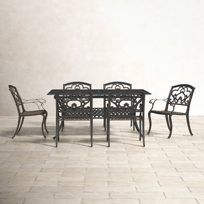 Jenisa Rectangular 6 - Person 63.7'' Long Aluminum Dining Set