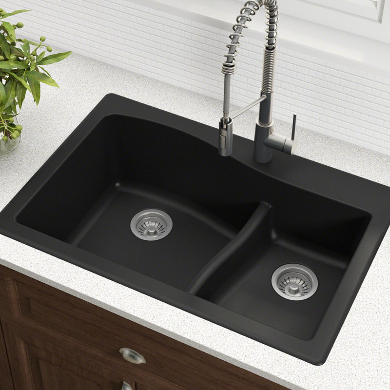 Kraus Quarza Series Kgd442black Granite Kitchen Sinks Double Bowl Kitchen Sink Sink