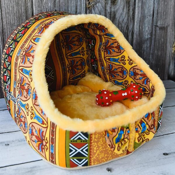 Cat cave bed,house,from 100% wool for pet handmade Color Sand brown  Size L. 