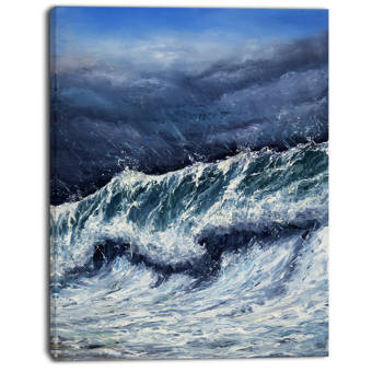 East Urban Home Storm In Ocean Oil Painting Print On Canvas