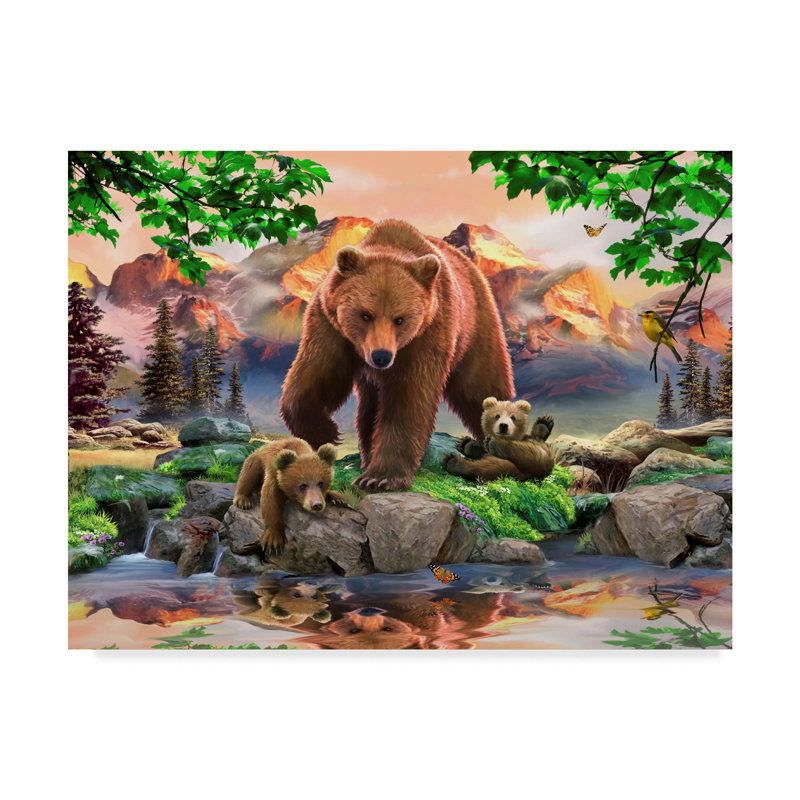Trademark Art Bear Family Acrylic Painting Print On Wrapped