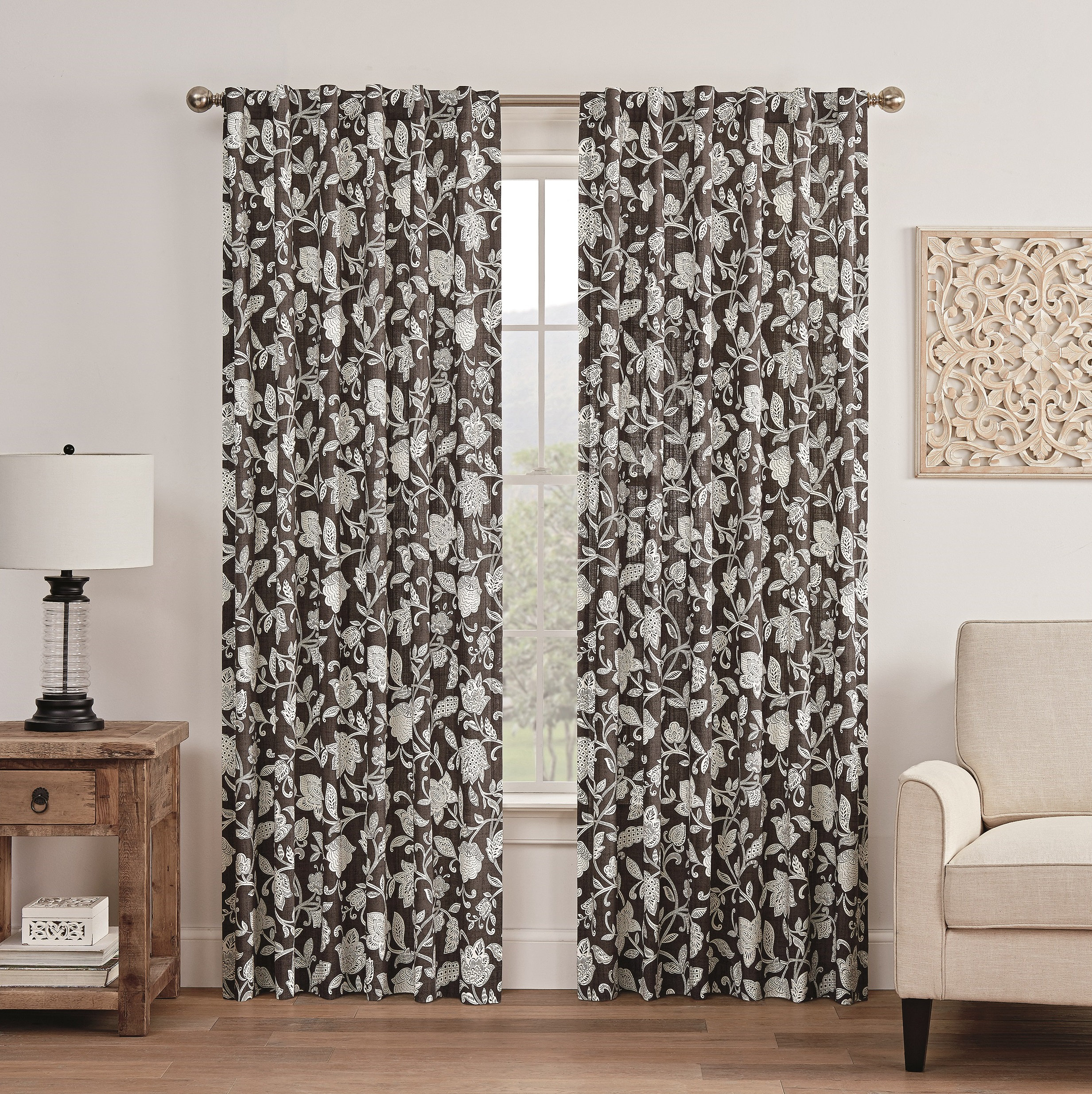 Waverly Stencil Vine Room Darkening Single Curtain Panel Wayfair
