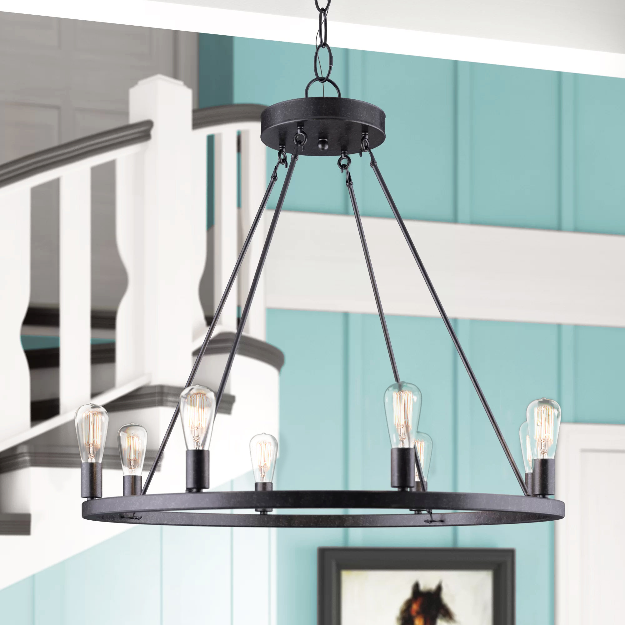 Gracie Oaks Charndon 8 Light Candle Style Wagon Wheel Chandelier Reviews Wayfair