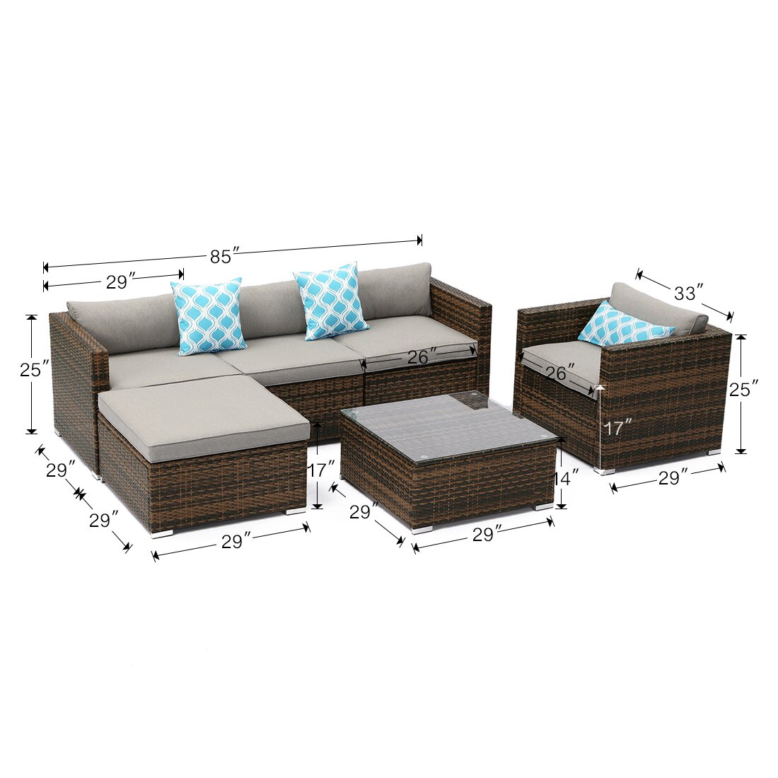 Bay Isle Home Hygge Polyethylene (PE) Wicker 4 - Person Seating Group ...