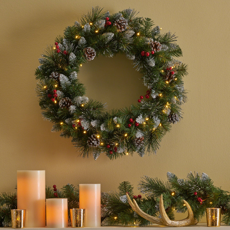 The Holiday Aisle® 24" Lighted PVC Christmas Wreath & Reviews Wayfair