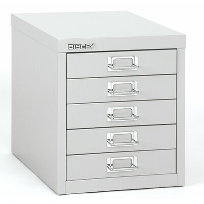 5 Drawer Vertical Filing Cabinet Bisley Finish Light Gray