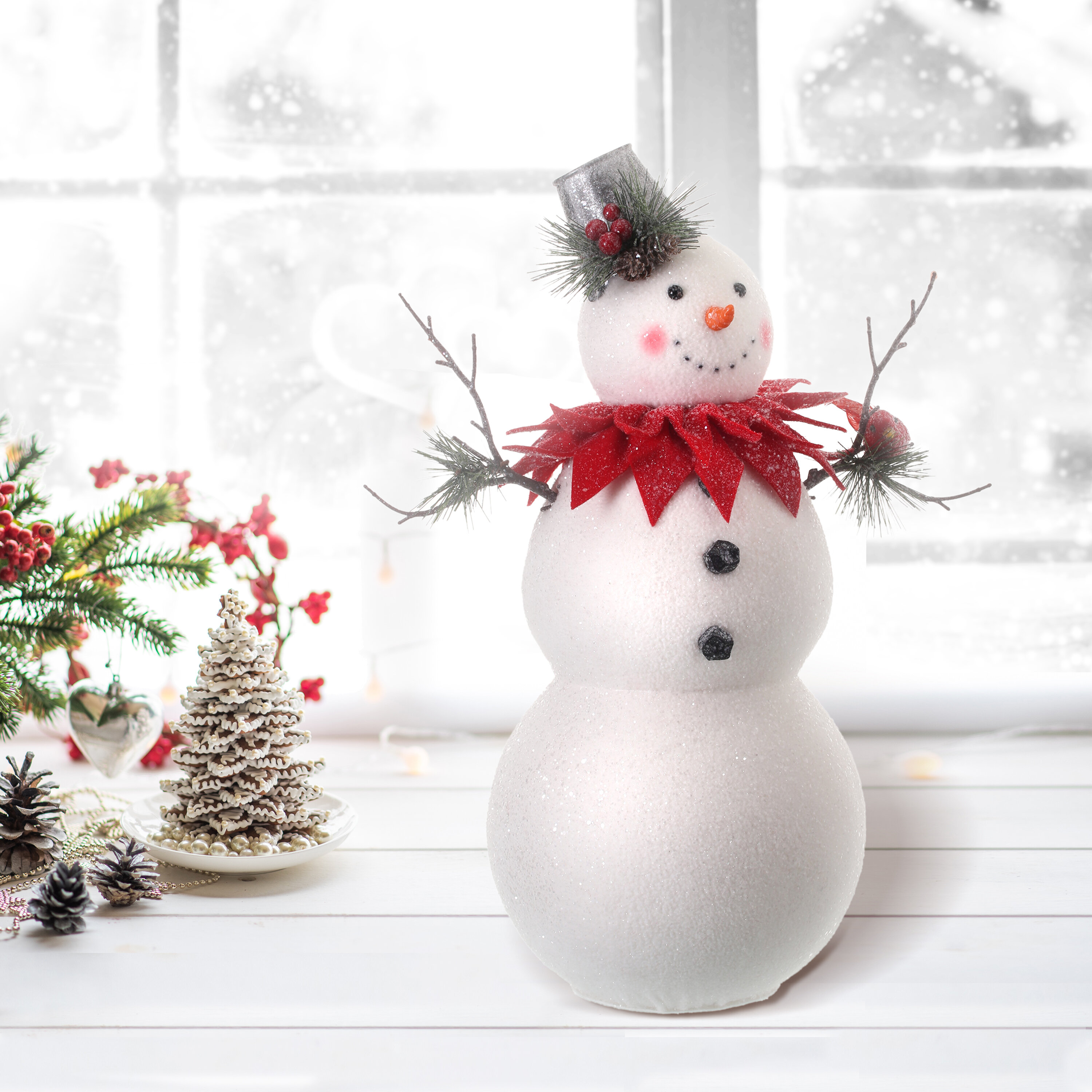 The Holiday Aisle Snowman With Poinsettia Collar Wayfair