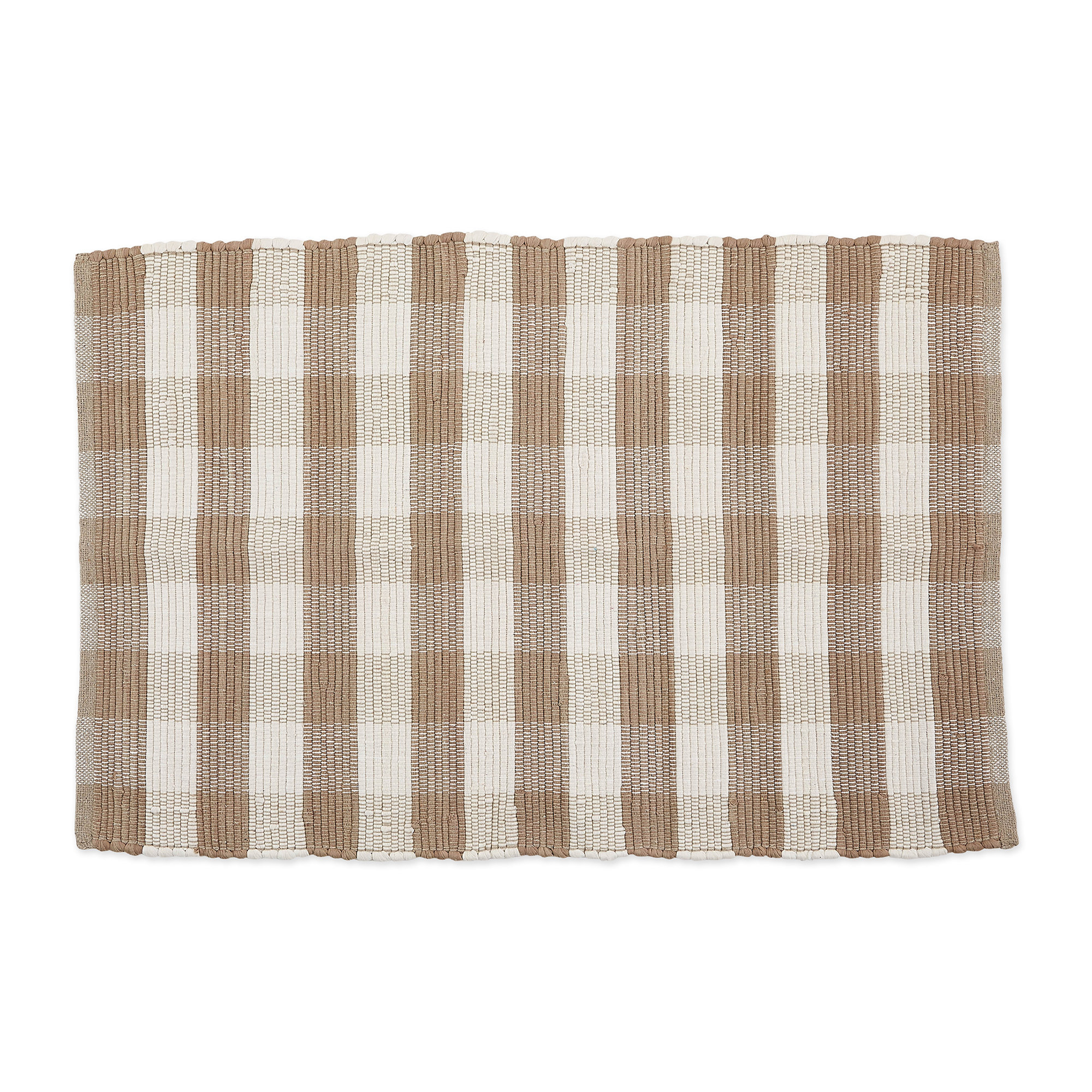 Styer Buffalo Check Rag Cotton Brown Area Rug