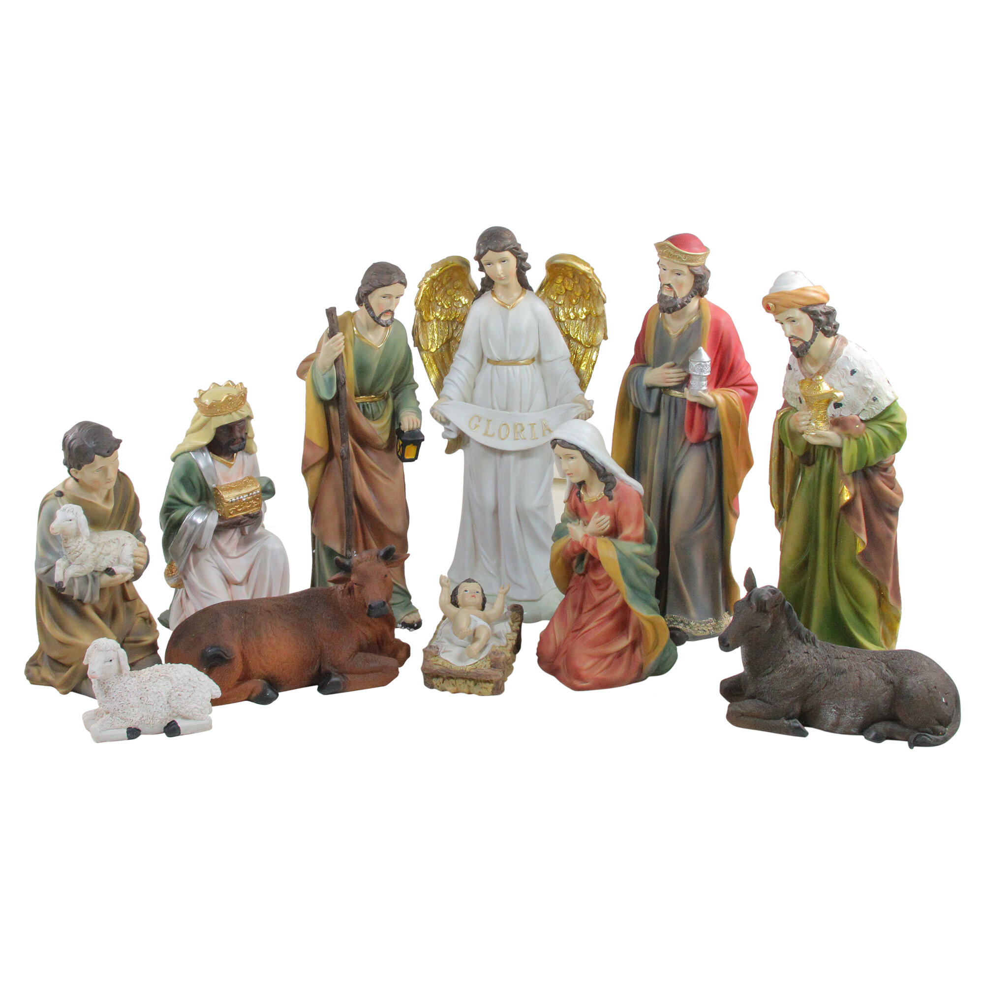 Christmas Nativity Scene Set Figures Polyresin Figurines Baby Jesus-13-PIECE SET