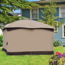 Replacement Gazebo Curtains 4 Panels with zippers for Patio Garden Backyard,only Curtains 10'x10',Brwon 