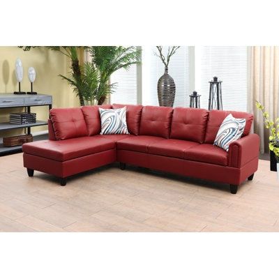 Renford 97" Wide Faux Leather Sofa \u0026 Chaise