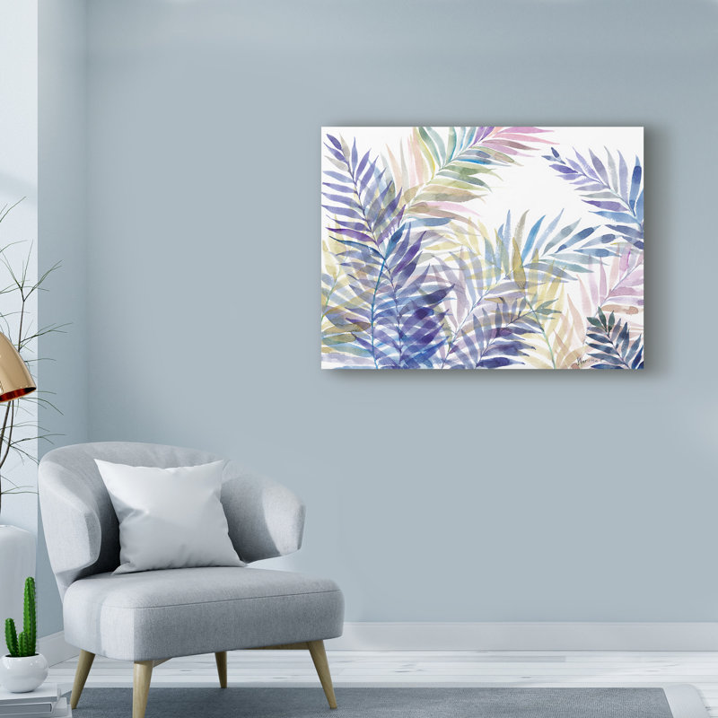 Bay Isle Home Tropical Leaves Acrylic Painting Print On Wrapped