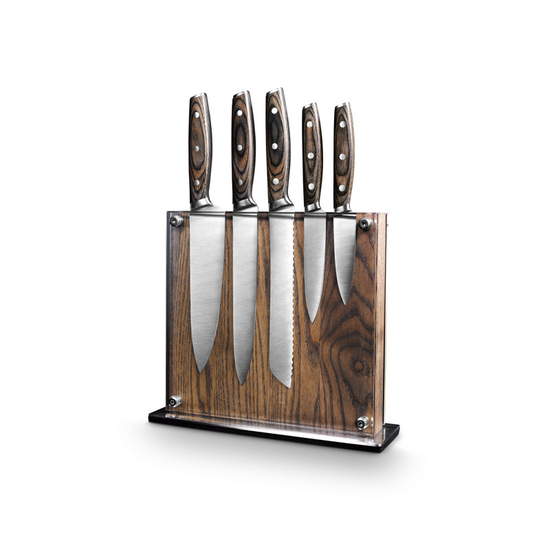 Art And Cook Ash Wood Magnetic 6 Piece Knife Block Set Reviews